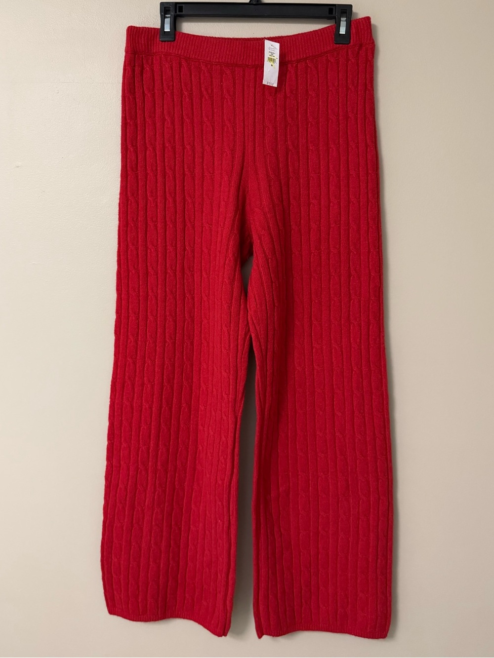 NWT Gap CashSoft Cable Knit Sweater Pants Red Medium M Wide Leg Loungewear